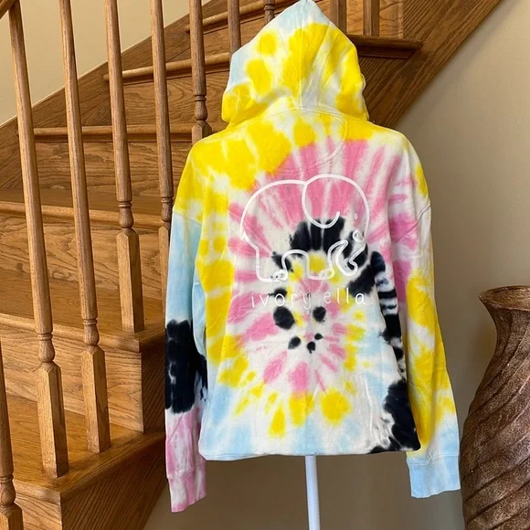 NWT IVORY ELLA MASAI SWIRL TIE DYED OVERSIZED PULLOVER HOODIE SWEATSHIRT SZ SM - Picture 4 of 10